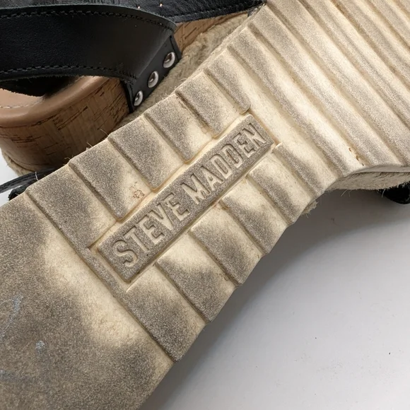 Steve Madden Black Leather Espradrilles - Picture 4 of 8